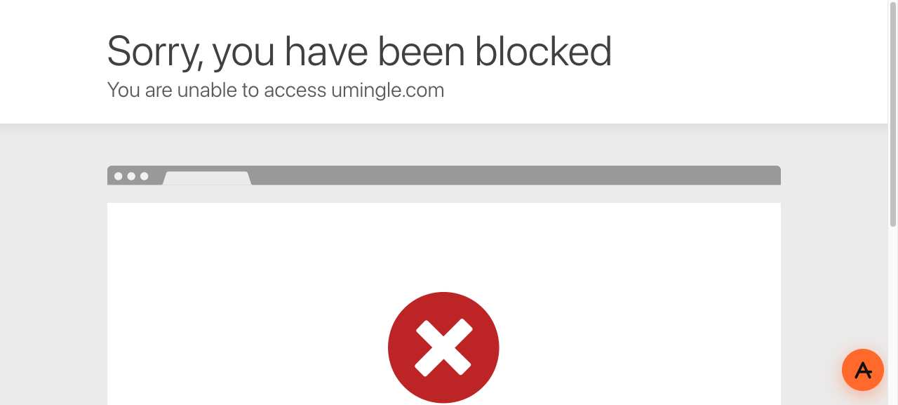 umingle.com showing Cloudflare 'Sorry, you have been blocked' through AnyProxy Frankfurt
